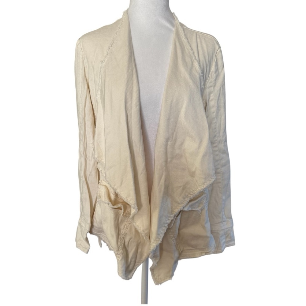 Free People Rae Femme Linen Jacket Ivory Raw Edge Size S - Picture 5 of 12